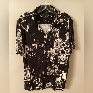 PORTER & ASH KINETIC STRETCH  SZ L SHIRT  WRINKLE RESISTANT BLACK AND WHITE